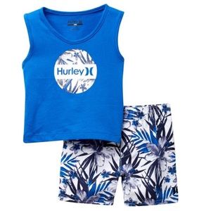 Hurley cute blue sleeveless top shorts set 8013